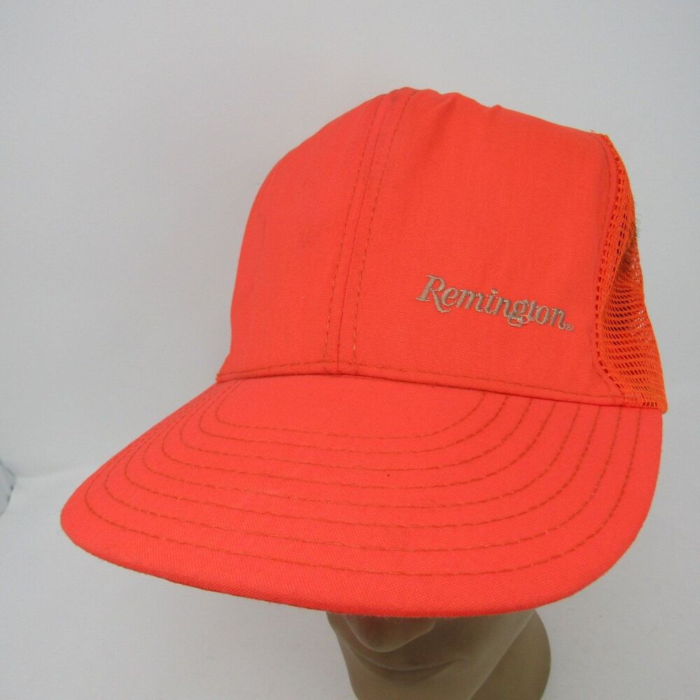 Remington Blaze Orange Hunter Trucker Hat Mesh Back Adjustable Snapback Cap